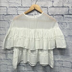 Kimberly Green  Ruffled Tiered Short Sleeve Blouse.